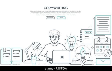 Copywriting - modern line design style web banner Stock Vector