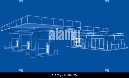 Gas Station. Vector rendering of 3d Stock Vector