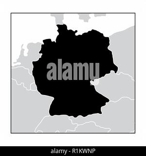 The dark silhouette of Germany map in the european continent Stock Vector