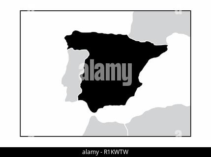 Spain Country Map. Black silhouette and outline isolated on white ...