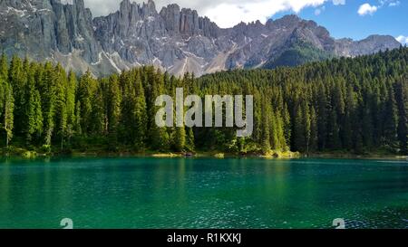Lago di Carezza (Karersee), a Beautiful Lake in the Dolomites, Trentino Alto Adige, Italy Stock Photo