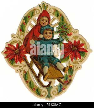 vintage decoupage christmas illustrations Stock Photo