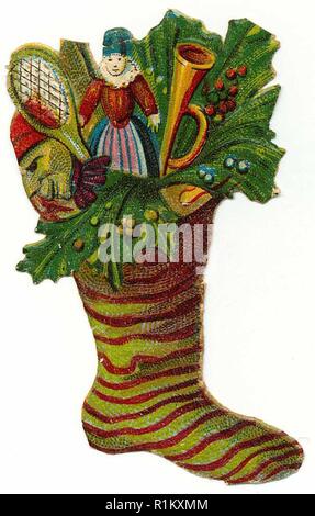 vintage decoupage christmas illustrations Stock Photo