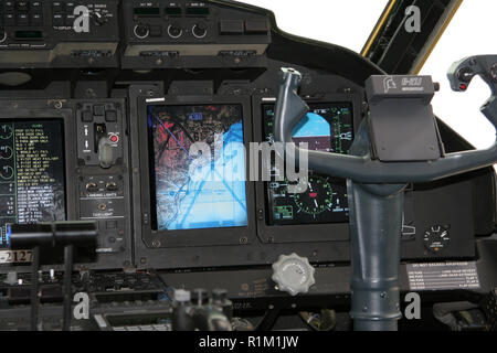 Cockpit of Alenia C-27J Spartan military transport aircraft operated by the Italian Air Force Stock Photo