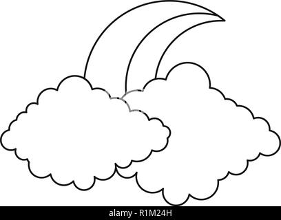 Moon and cloud icon. Outline illustration of moon and cloud vector icon for web Stock Vector