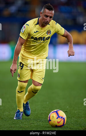 VILLAREAL, SPAIN - NOVEMBER 04: Santi Cazorla of Villarreal CF in action during the La Liga match between Villarreal CF and Levante UD at Estadio de la Ceramica on November 4, 2018 in Villareal, Spain. David Aliaga/MB Media Stock Photo