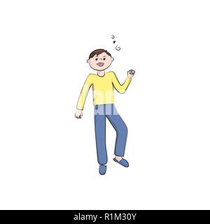 The guy, boy (man) is screaming. Vector color illustration. Stock Vector