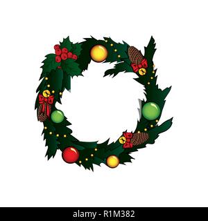 Christmas wreath. Vector color illustration Stock Vector