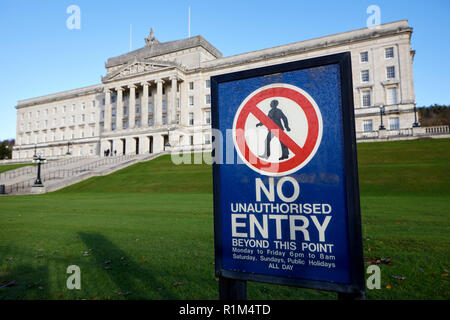 no entry or access sign outside Parliament buildings stormont belfast northern ireland Stock Photo