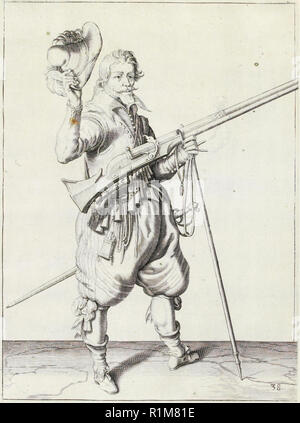 Musketeer, illustration from 'The Handling of Arms, Arquebuses, Muskets ...