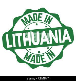 Made in Lithuania sign or stamp on white background, vector illustration Stock Vector