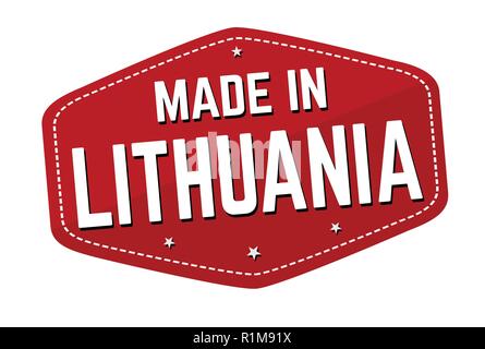 Made in Lithuania label or sticker on white background, vector illustration Stock Vector
