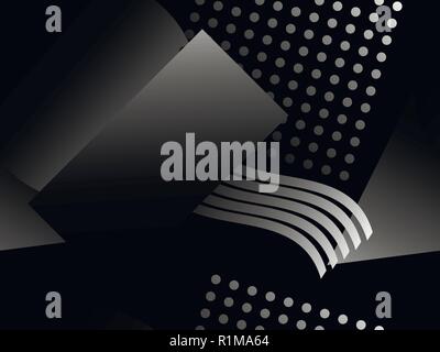 Memphis black and white seamless pattern. Geometric objects with monochrome gradient in the style of memphis. Luxury background in gray shades. Vector Stock Vector