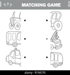 Cartoon Illustration of Preschool Education Activity with Matching Halves Game Stock Vector