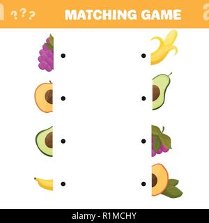 Cartoon Vector Illustration of Education Halves Matching Game for Children Stock Vector