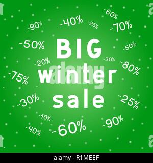 big Christmas discounts winter sales background Stock Vector