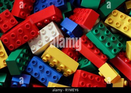 multi colored duplo lego blocks Stock Photo