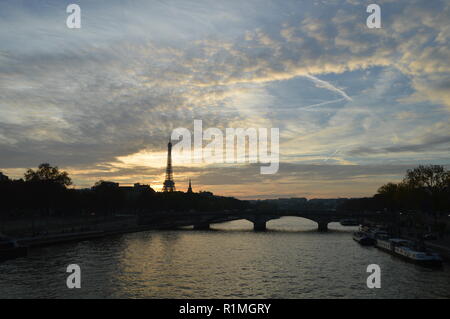 Eiffel Tower at sunrise Stock Photo