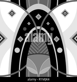 Undiscovered Africa. Ethnic pattern stylized African tribal masks inspired by aboriginal Arts. Seamless pattern, geometric ornaments, ritual motifs. Stock Vector