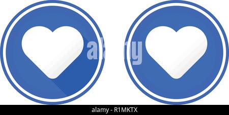 Heart round flat icon, user interface icon,use colors blue, and white Stock Vector