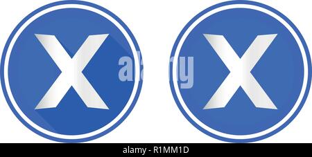 Close round flat icon, use colors blue and white Stock Vector