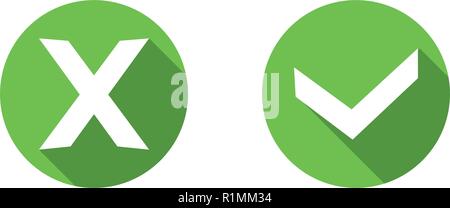 Check mark icons set. Tick and cross sign Stock Vector