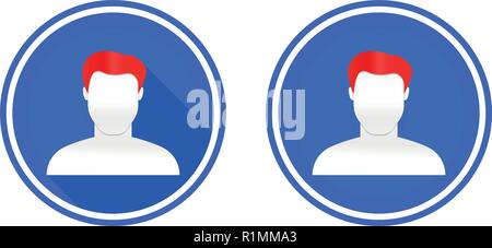 User round flat icon, young man icon, use colors blue, red and white Stock Vector