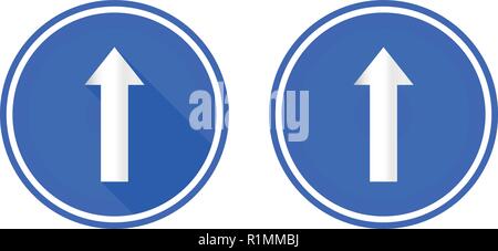 Flat icon up arrow, arrow button, use colors blue, red and white, use colors blue, red and white Stock Vector