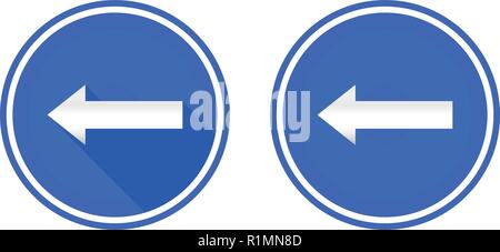 Left arrow flat icon, arrow button, use colors blue, red and white Stock Vector