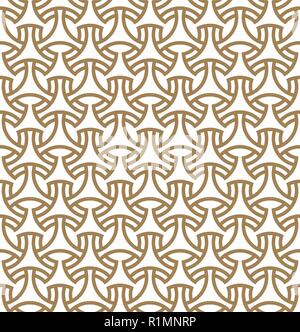 Seamless pattern in golden average lines.Based on arabic geometric patterns. Stock Vector