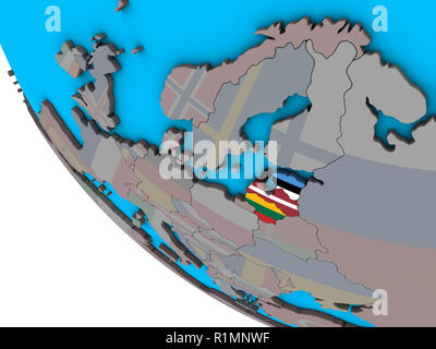 Baltic States with embedded national flags on simple 3D globe. 3D illustration. Stock Photo