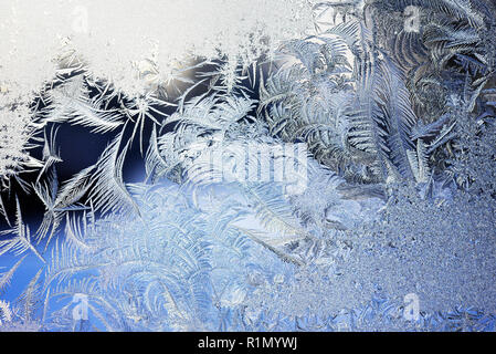 Winter background, frost on window Stock Photo