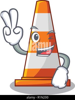 Two finger traffic cone on Made in cartoon Stock Vector