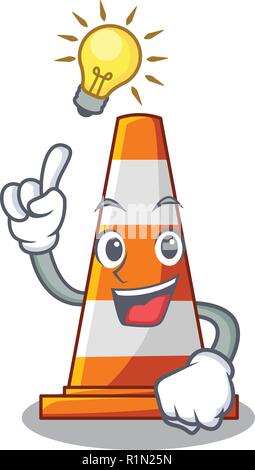 Have an idea on traffic cone against mascot argaet Stock Vector