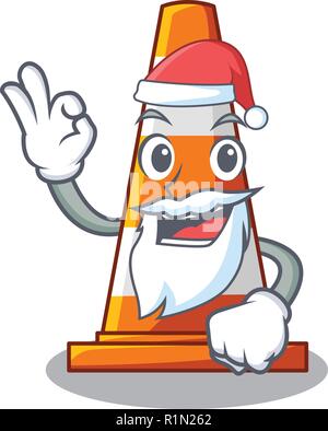 Santa on traffic cone against mascot argaet Stock Vector
