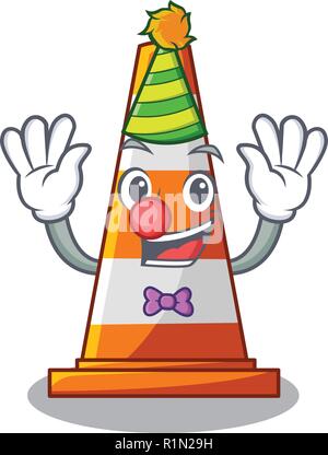 Clown on traffic cone against mascot argaet Stock Vector