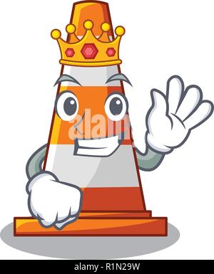 King on traffic cone against mascot argaet Stock Vector