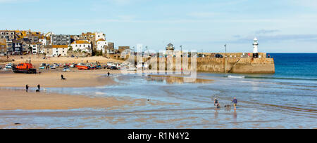 The sandy harbour of St Ives, Cornwall, England, UK. Stock Photo