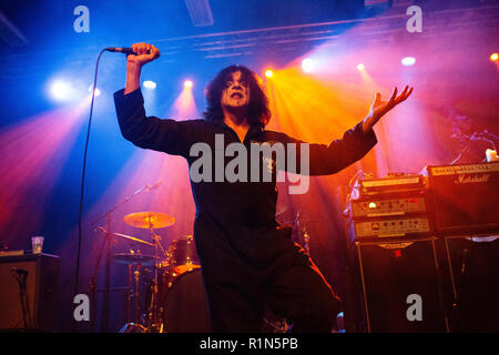 Killing Joke (vocallist Jaz Coleman) live performance in Newcastle 4th November 2018 at Northumbria Institute Stock Photo