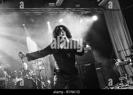 Killing Joke (vocallist Jaz Coleman) live performance in Newcastle 4th November 2018 at Northumbria Institute Stock Photo