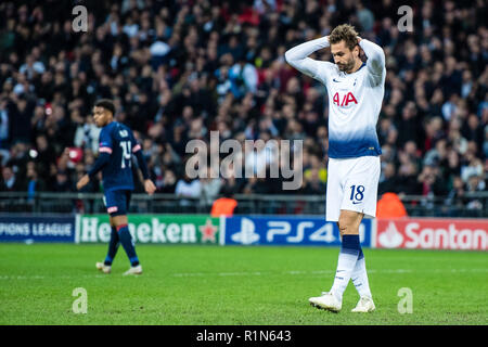 LONDON, ENGLAND - NOVEMBER 06: Fernando Llorente of Tottenham Hotspur during the Group B match of the UEFA Champions League between Tottenham Hotspur and PSV at Wembley Stadium on November 6, 2018 in London, United Kingdom.  (MB Media) Stock Photo