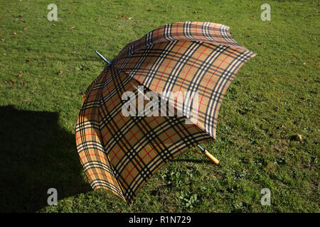 Large Burberry's Nova Check Umbrella Stock Photo