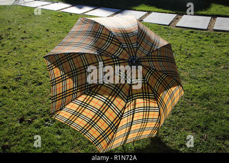 Large Burberry's Nova Check Umbrella Stock Photo