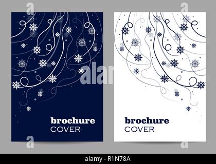 Modern brochure cover design. Beautiful winter pattern with snowflakes and swirls Stock Vector
