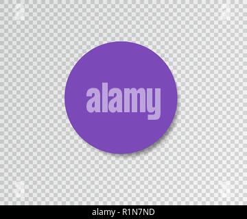 Paper sticker with shadow on transparent background. Vector illustration. Violet design. Stock Vector