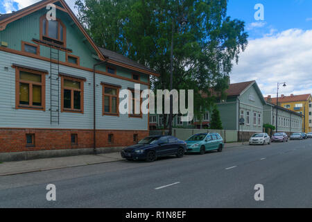 View of old wooden houses in Port Arthur district, in Turku, Finland Stock Photo