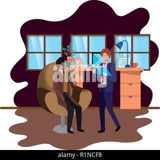 couple of business in the work office Stock Vector