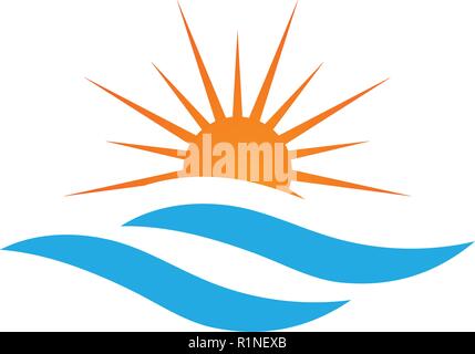 Sun over the sea graphic design template vector illustration Stock Vector