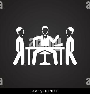Crisis meeting on black background Stock Vector