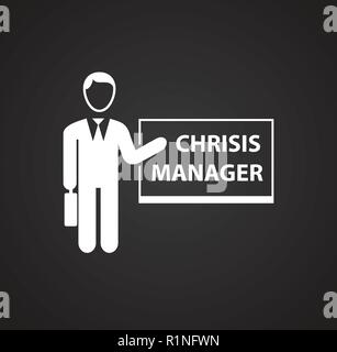 Crisis manager on black background Stock Vector